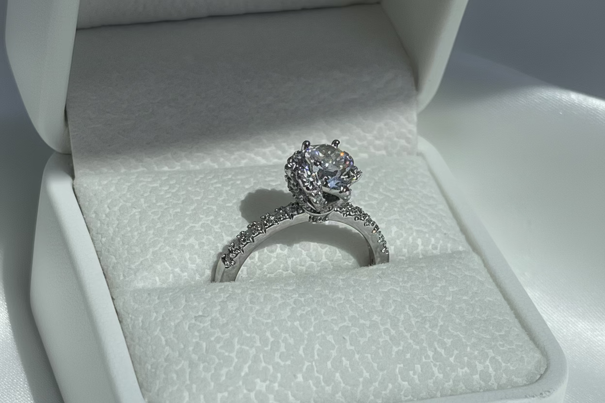 Arielle Moissanite Diamond Engagement Ring | 925 Sterling Silver Halo Design