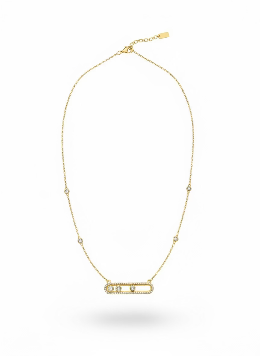 Belle Trio Slide Zircon Necklace | Sculpted Elegant Style