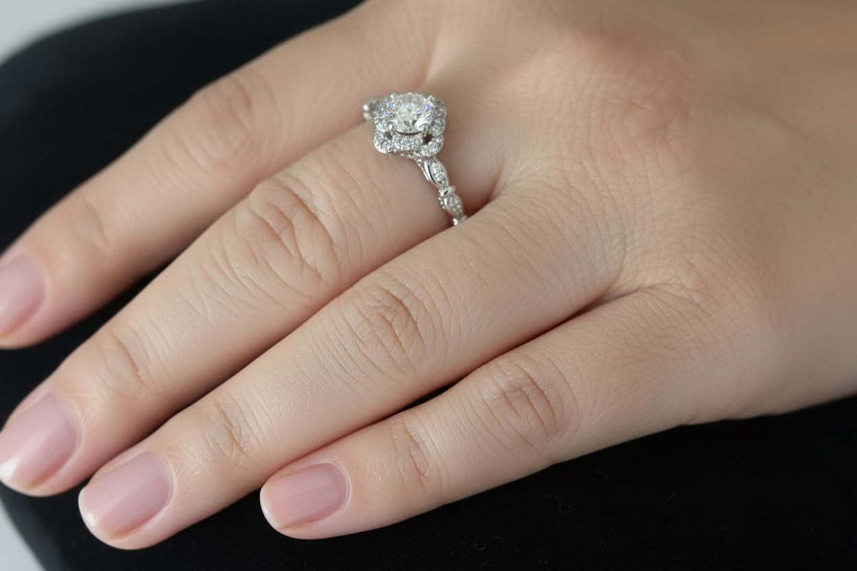 Dune 925 Sterling Silver Moissanite Halo Ring