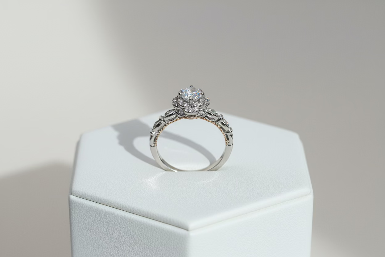 Dune 925 Sterling Silver Moissanite Halo Ring