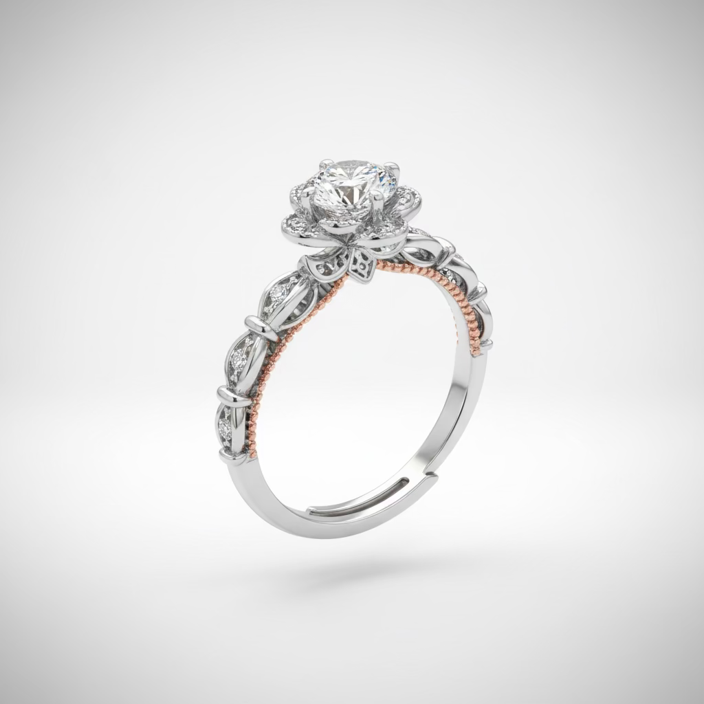 Dune 925 Sterling Silver Moissanite Halo Ring