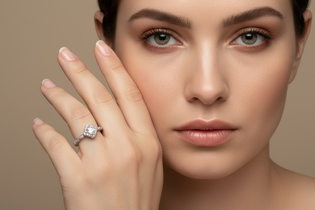 Dune 925 Sterling Silver Moissanite Halo Ring