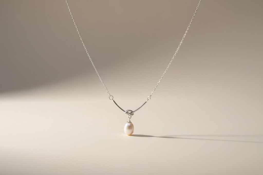 Eterna Sterling Silver 925 Pearl Drop Necklace | Timeless Minimalist Adjustable Chain