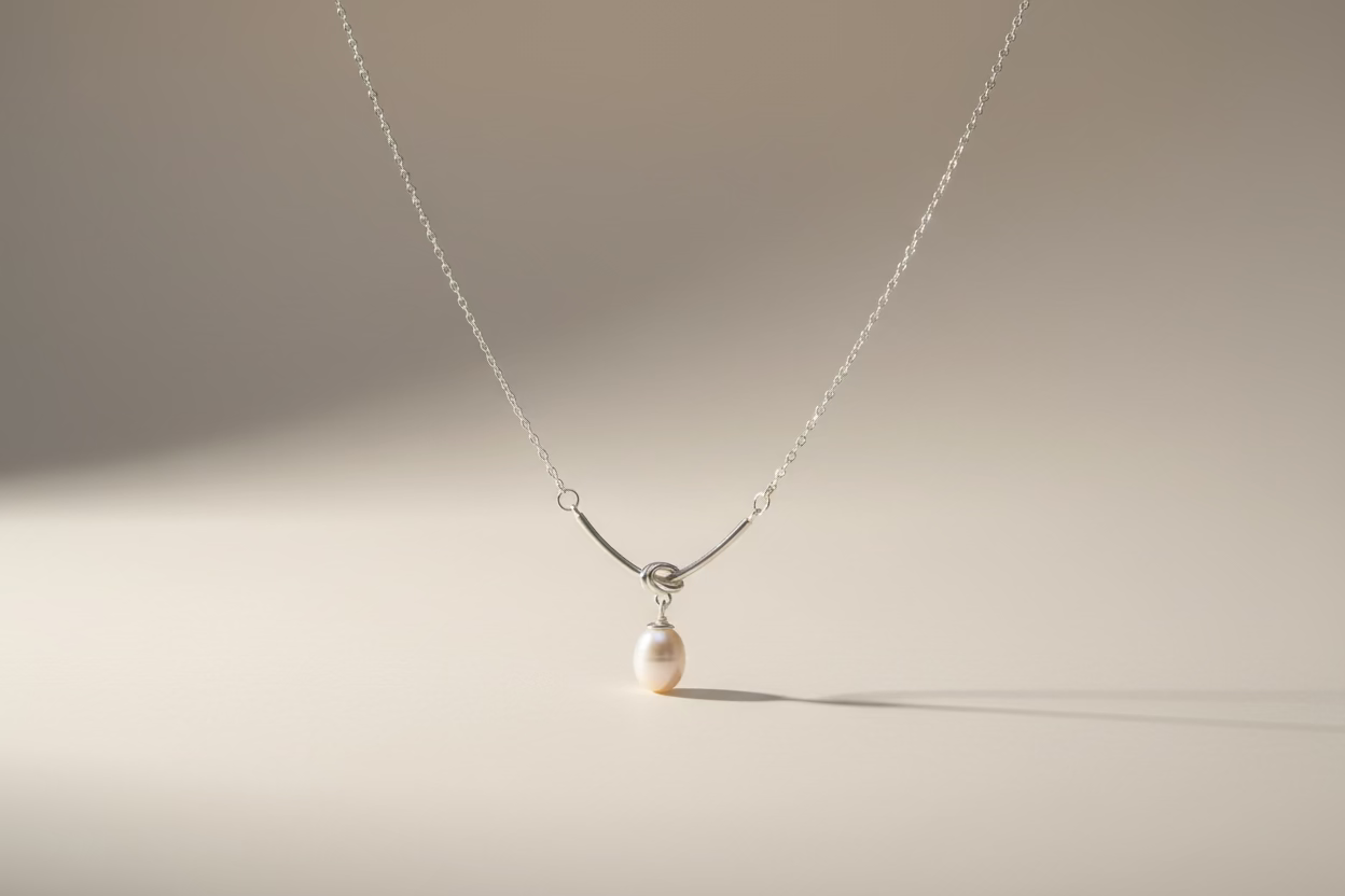 Eterna Sterling Silver 925 Pearl Drop Necklace | Timeless Minimalist Adjustable Chain