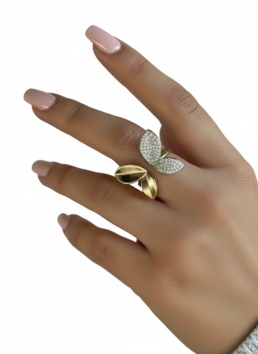 Butterfly Stylish Gold-Plated Fashion Ring