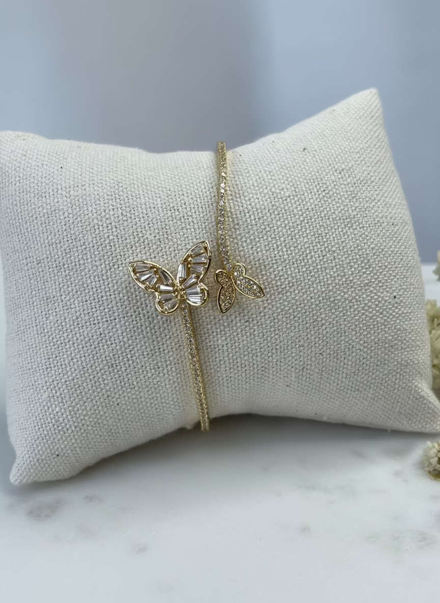 Floria Gold Butterfly Zircon Bangle | Romantic Everyday Wear