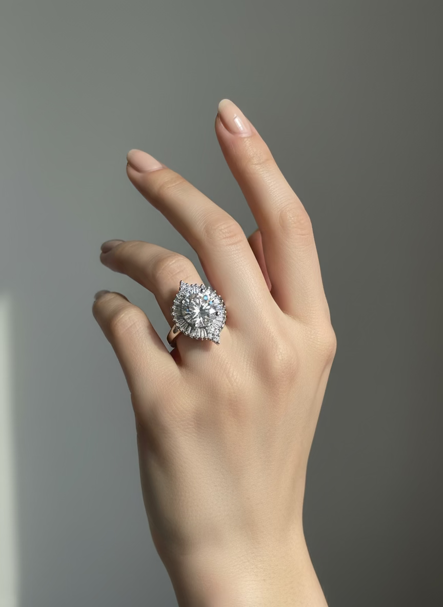 Opaline 925 Silver Moissanite Ring | Luxury & Elegance