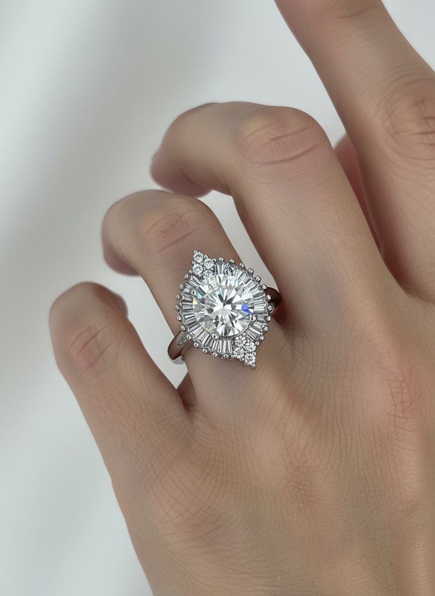 Opaline 925 Silver Moissanite Ring | Luxury & Elegance