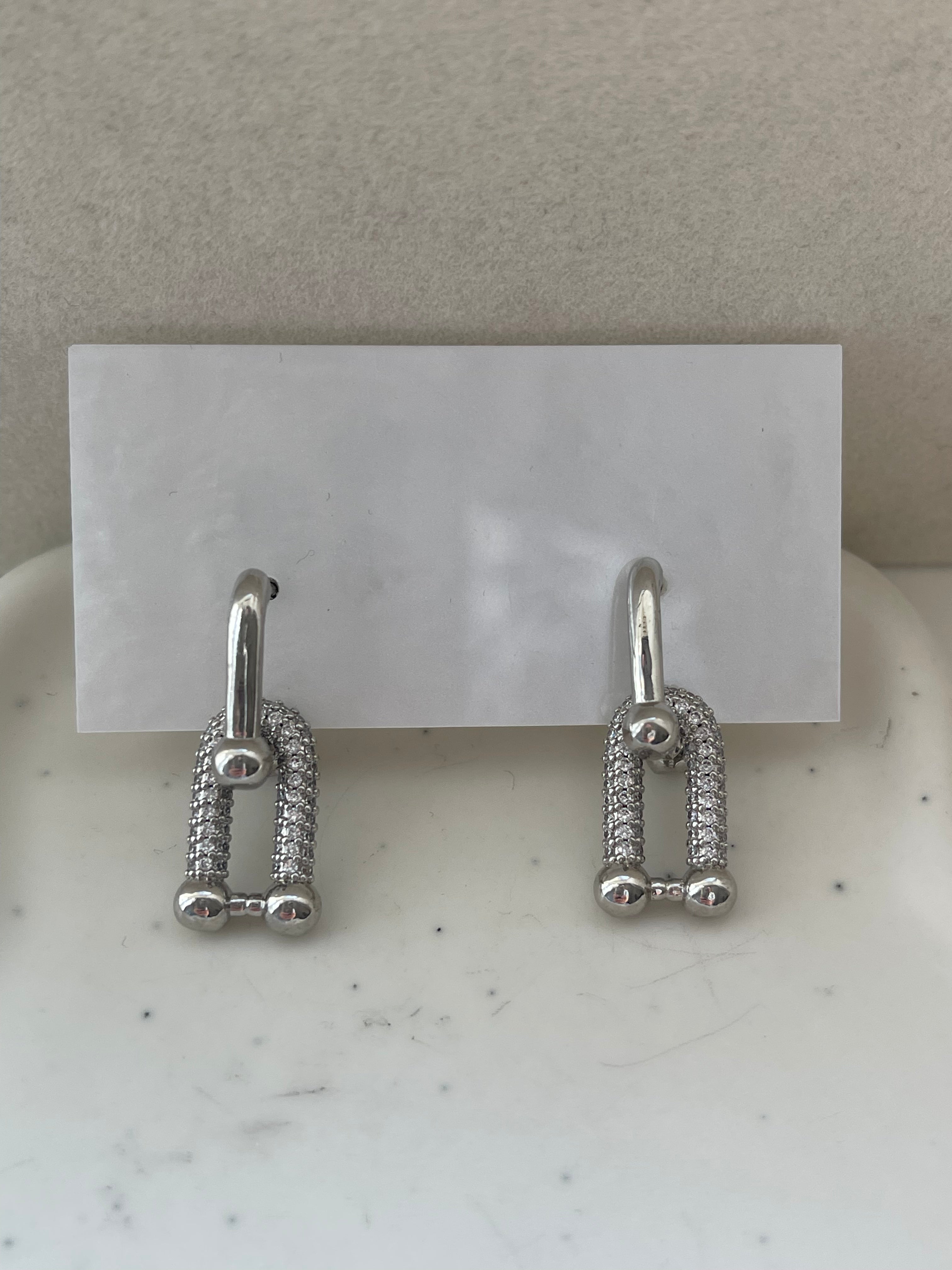 Amara Silver U Link Earrings | Bold Everyday Wear