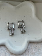 Amara Silver U Link Earrings | Bold Everyday Wear