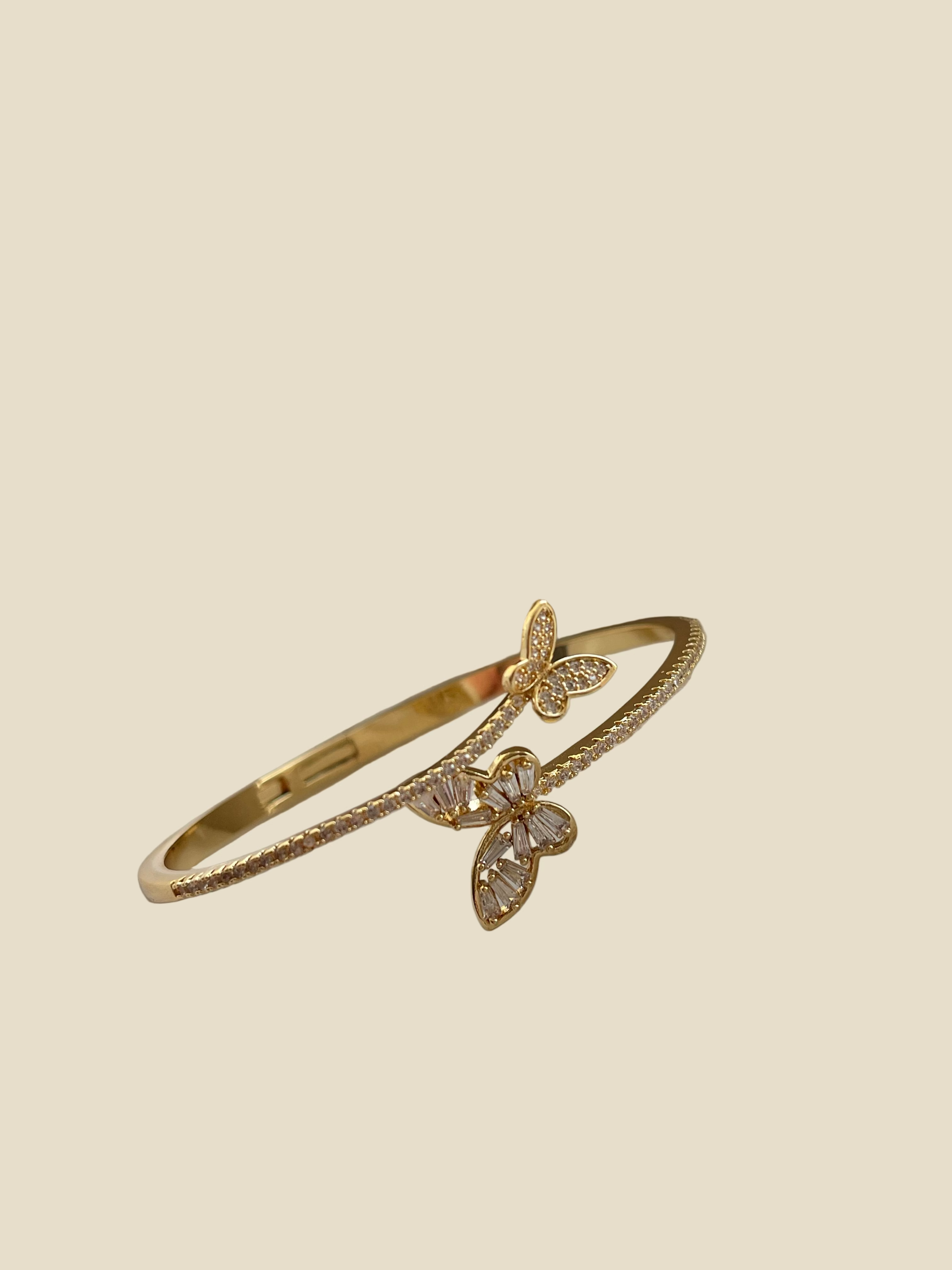 Floria Gold Butterfly Zircon Bangle | Romantic Everyday Wear