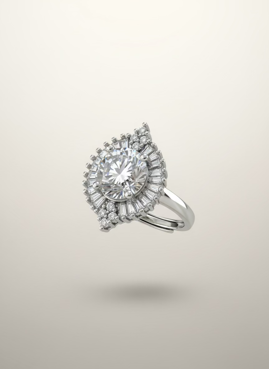 Opaline 925 Silver Moissanite Ring | Luxury & Elegance