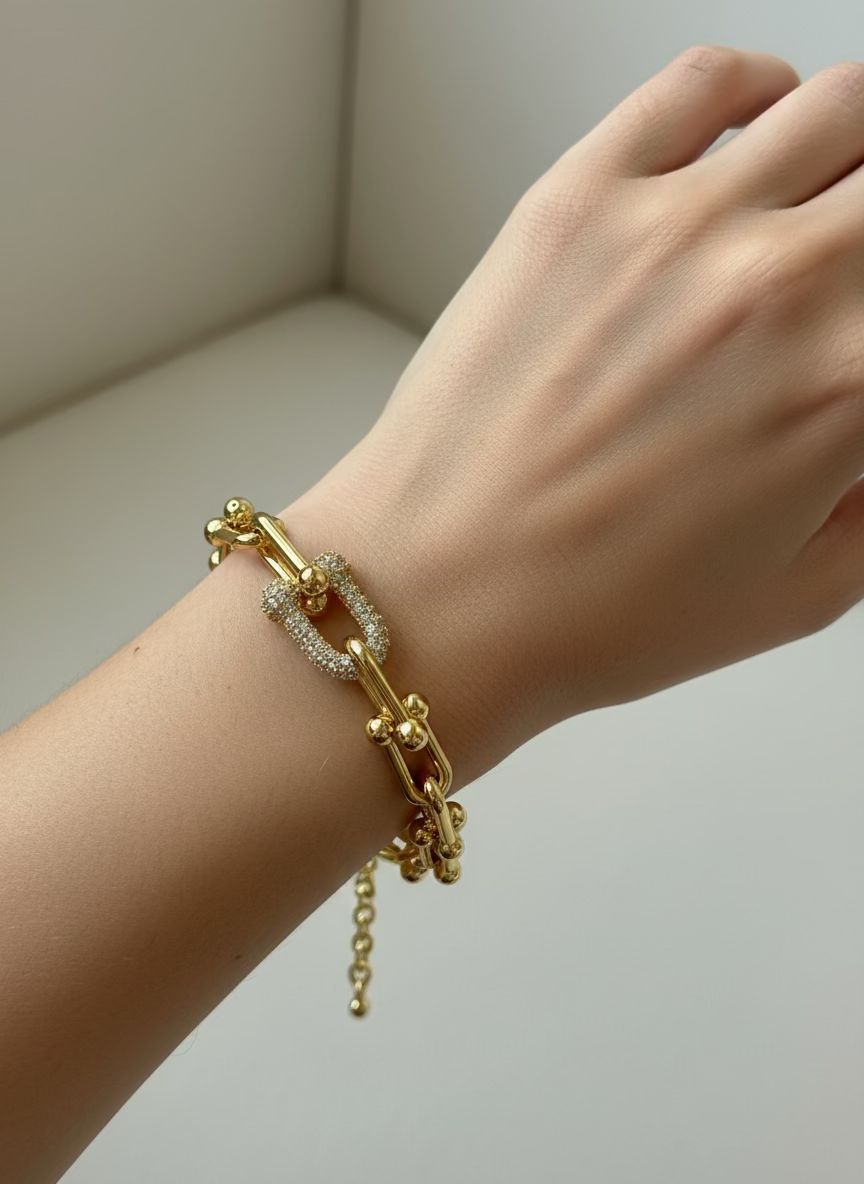 Lilas U-Link Pave Chain Bracelet