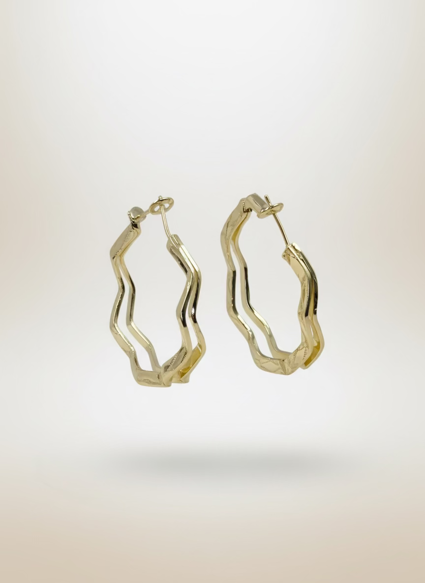 Mila Wave Hoop Earrings Gold | Artisan Everyday Wear