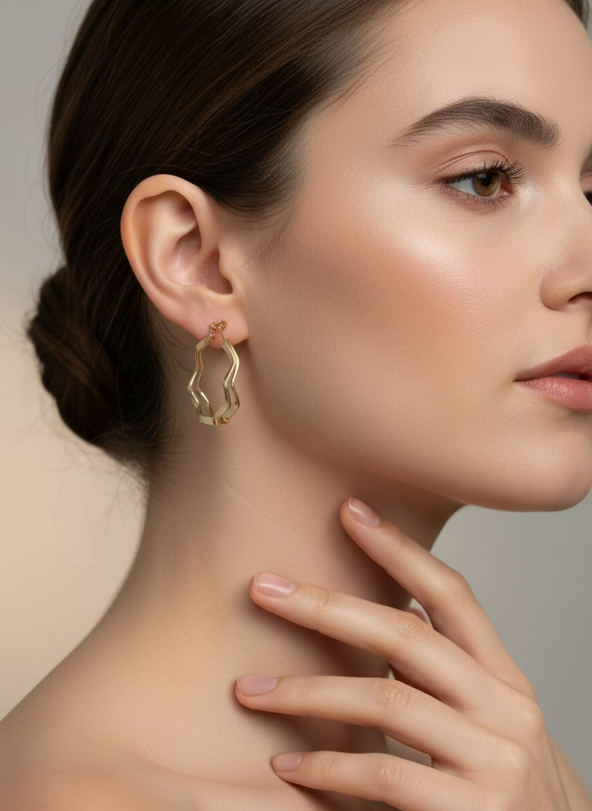 Mila Wave Hoop Earrings Gold | Artisan Everyday Wear