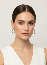 Mila Wave Hoop Earrings Gold | Graceful Casual Wear
