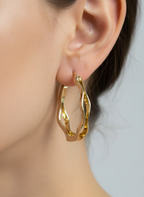 Mila Wave Hoop Earrings Gold | Artisan Everyday Wear