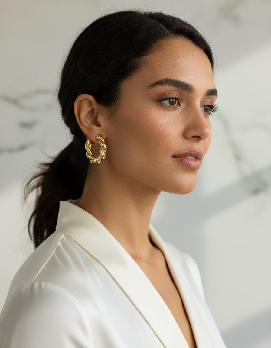 Mira Hoops Gold Earrings | Premium Daily Wear Earrings
