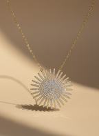 Lili Sunflower Shaped Pendant Necklace| Dainty Zircon Sparkle Piece for Her