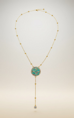 Zina Turquoise Calligraphy Necklace Gold | Romantic
