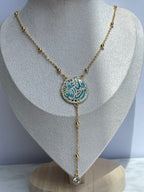 Zina Turquoise Calligraphy Necklace Gold | Romantic