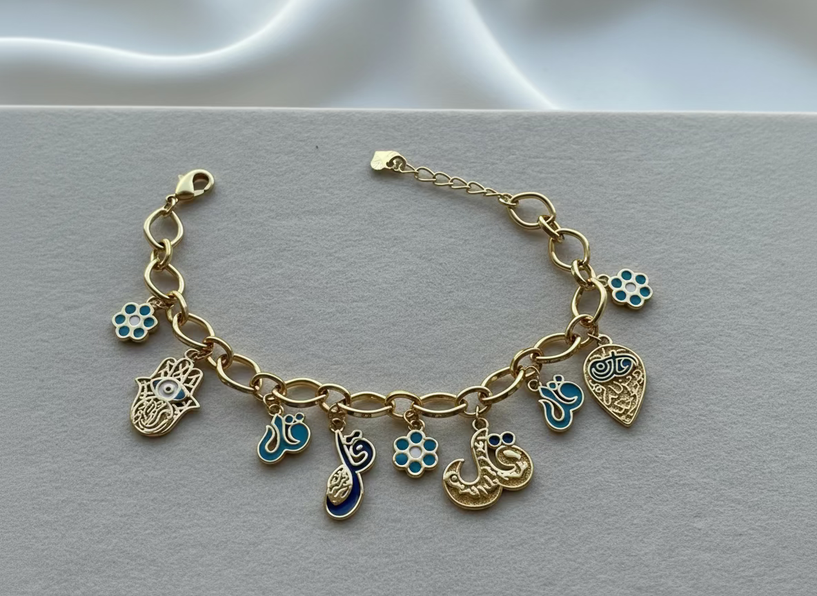 Ayla Gold Enamel Charm Bracelet | Regal Everyday Wear