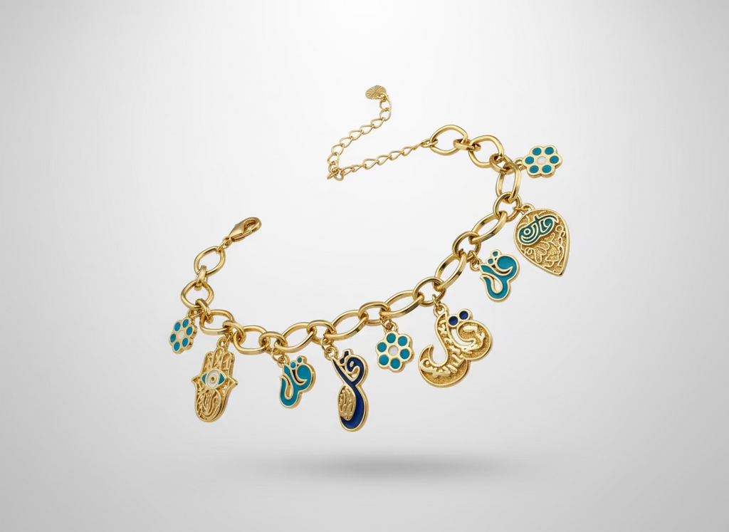 Ayla Gold Enamel Charm Bracelet | Regal Everyday Wear