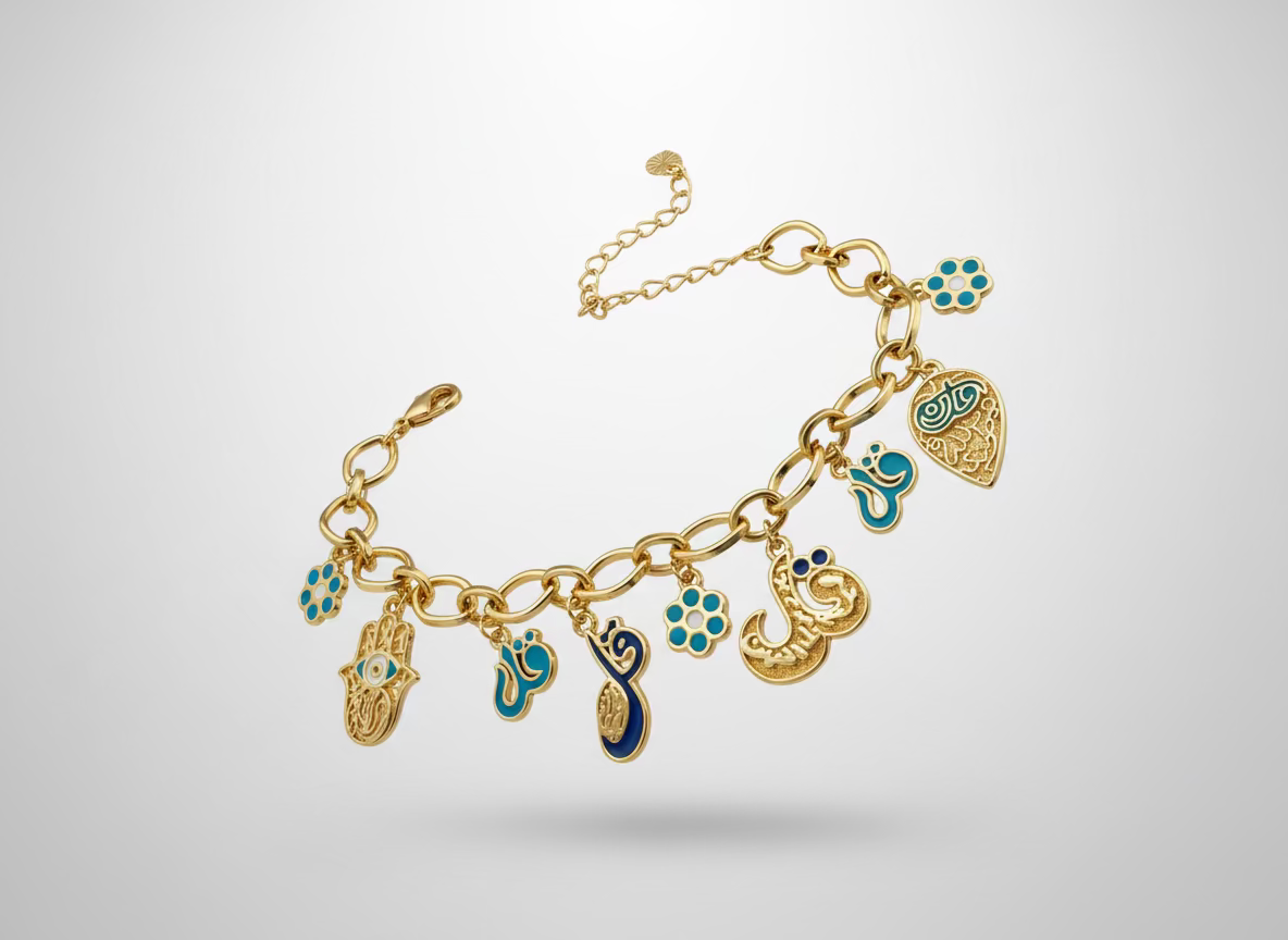 Ayla Gold Enamel Charm Bracelet | Regal Everyday Wear